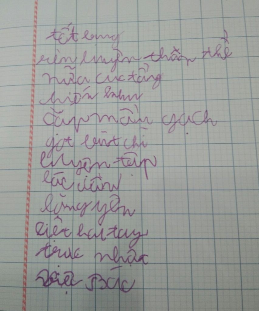Chữ viết của học sinh lớp 2 trước khi tham gia Luyện chữ tại Trung tâm